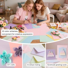 MUWINC Craft Card Colourful Paper A4 Set - 50 Sheets Soft Colour Cardboard, 10 Colours, for Home, School, DIY Craft Projects