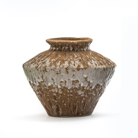 Janpu Ceramic Decor,Flower Vase,Pottery Rustic Farmhouse | Boho | Terracotta Vase for Home Decor, Table, Living Room, Bathroom, Shelf, Mantel Decoration, Bronze(Yellow and White)