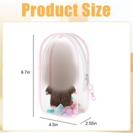 Mowouhn Large Clear Figure Display Bag with Keychain Case Blind Box Keychain Carrying Case Lipstick Charm for Collectibles