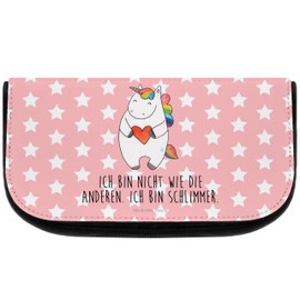 Mr. & Mrs. Panda Cosmetic Bag Unicorn Heart, red, Hand Drawn