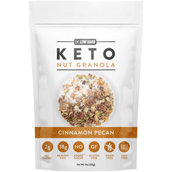 Low Karb - Keto Nut Granola Healthy Breakfast Cereal - Low Carb Snacks & Food - 2g Net Carbs - Almonds, Pecans, Coconut and more (11 oz) (1 Count) (1 Count)