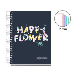 Miquelrius - A6 Notebook, 7mm Ruler, Hardcover Notebook A6 with 120 Micro Perforated Sheets, with 4 Colors for Organization, 70gsm Extra Matte Paper, No Drill