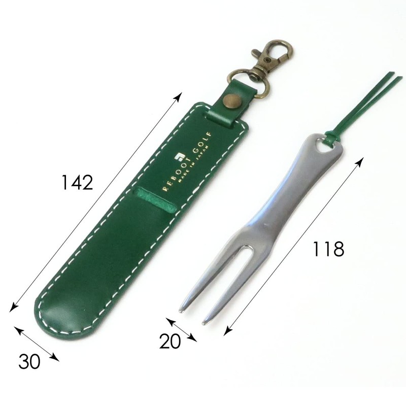 Green Fork & Genuine Leather Cover Holder (Black) Golf Fork