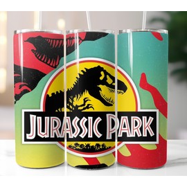 N/A Jurassic Park Tumbler 20oz Travel Mug Stainless Steel Cup Straw Lid
