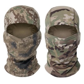 Wjelet 2Pcs Camouflage Balaclava,Lightweight Duick-Drying Camouflage Hood, Balaclava Ski Mask for Sports, Cycling, Hunting, Airsoft, and Outdoor Activities
