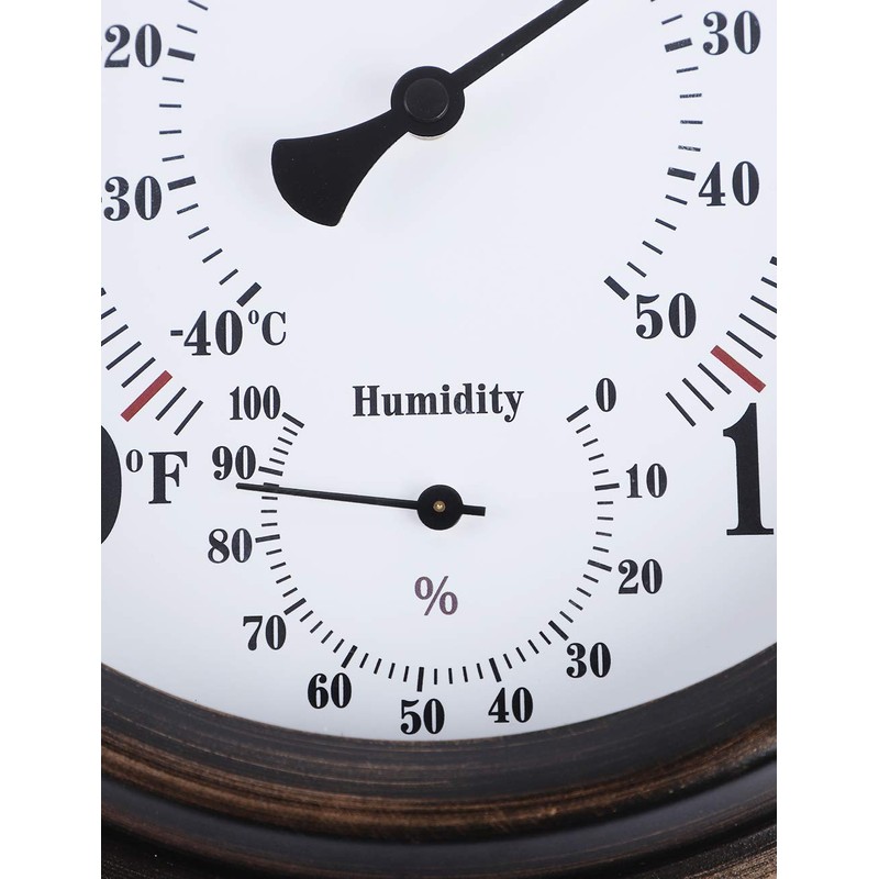 Indoor Outdoor Thermometer - Premium Steel Wall Thermometer Hygrometer for