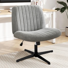 DUMOS DUMOS Criss Cross Chair Legged Office Wide Comfy Desk Seat, No Wheels Armless Computer Task Seating, Swivel Vanity Home Height Adjustable