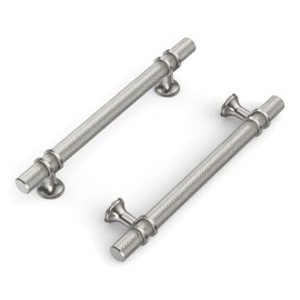 Coinkoly 10 Pack 5"(128mm) Brushed Nickel Knurled Cabinet Handles Kitchen Satin Nickel Cabinet Pulls Drawer Dresser Hardware for Cupboard Bathroom