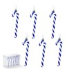 6pcs Deep Blue White Candy Cane Christmas Decorations,13cm Glitter Candy