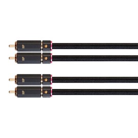 Monoprice Male RCA Two Channel Stereo Audio Cable - Gold Plated Connectors, Double Shielded, 15 Feet, Black - Onix Series