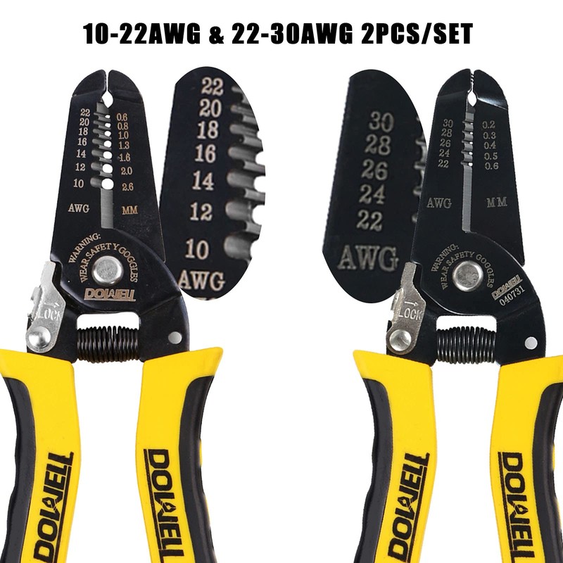 DOWELL 10-22AWG+22-30AWG Wire Stripping Tool Wire Stripper Cutter Pliers Tool