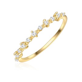 Glanzstücke München Women's Ring Made of 925 Sterling Silver Yellow Gold-Plated Zirconia White – Stacking Ring Memo Ring Silver Ring Yellow Gold, 52, Cubic Zirconia