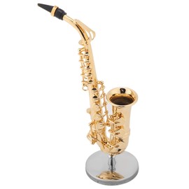 Miniature Alto Saxophone, Saxophone Model with Stand and Case, Mini Musical Instrument, Saxophone Instrument Model Ornaments, Golden Plated Musical Ornaments