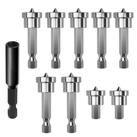 Saipe 10pcs Drywall Screw Depth Setter PH2 Magnetic Positioning Screwdriver Bits 1/4 Inch Hex Shank Drywall Screw Driver Bit Set with 60mm Extension Socket Drill Bit Holder for Plasterboard