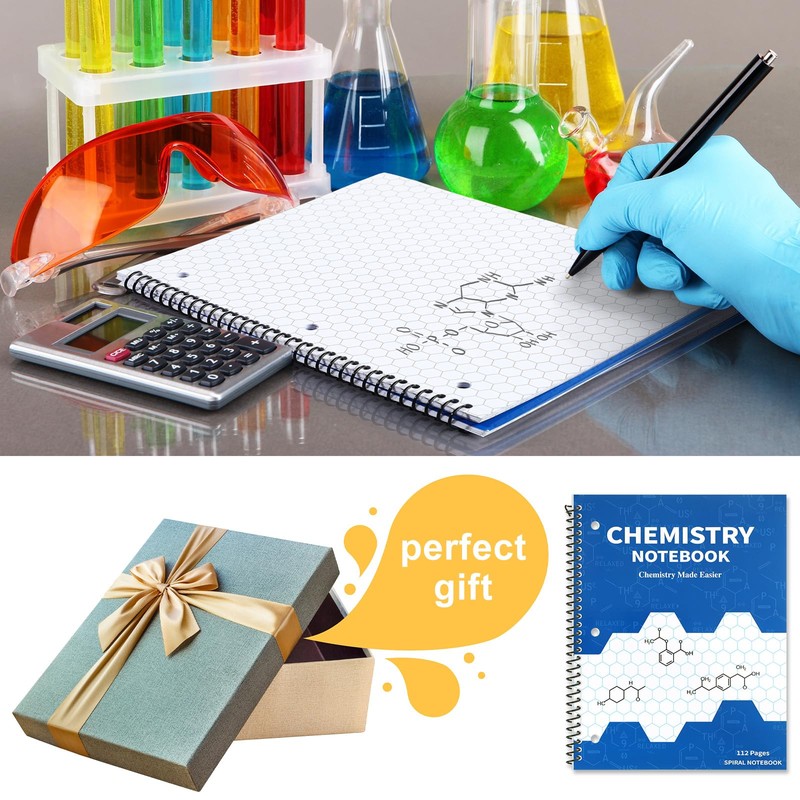 Kolldenn 2 Pcs Organic Biochemistry Spiral Notebook Hexagonal Graph Paper