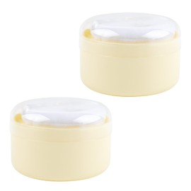 ASUNFO 2 Pcs Large Body Powder Puff and Container with Sifter Baby After-Bath Empty Powder Puffs Case Talcum Powder Box for Women Beach Travel Home Yellow