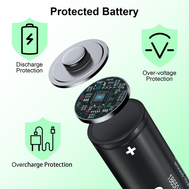 PAOWANG 18650 Rechargeable Battery 3.7V Li Batteries Button Top High