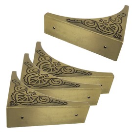 glrovazas Antique Metal Box Corner Protector 4 Pcs Antique Zinc Alloy Box Corner Protector Edge Safety Guard Cabinet Furniture Corner Protectors Bumpers (Bronze)