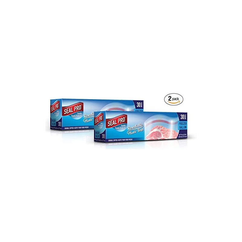 Sealpro Plastic Zip Seal Food Storage Bags Freezer Gallon (60