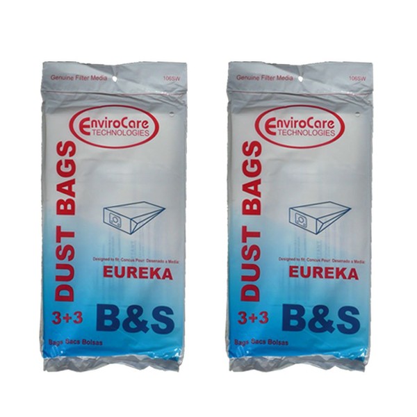6 Eureka B & S Allergy Canister Vacuum Bags + 6 Filters 1700 3700, Powerteam Series Vacuum Cleaners, 52329, 52329A-6, 52329-12, 54922-10, 1700 and 3700, 1780A