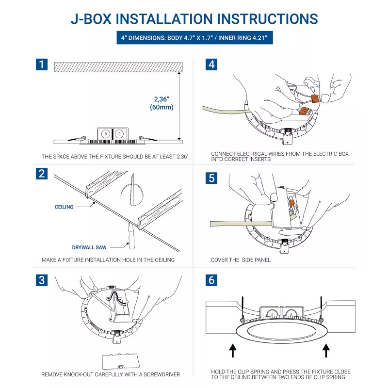 Hyperikon 6x Hyperikon 4" LED Recessed Junction Box Downlight 8.5W