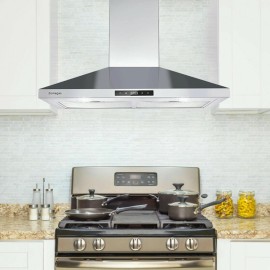 Zomagas 30in Stainless Steel Wall Mount Range Hood Kitchen 3-Speed Touch Control LED New