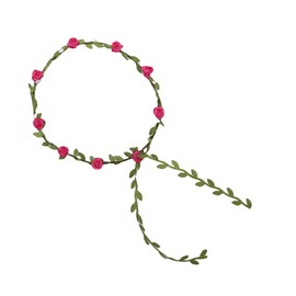 Lofruiin Women's Simulated Rose Flower Wreath Floral Crown Headband Accessories for Beach Travel Photography (Fuchsia, Free)