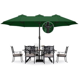 ABCCANOPY 15FT Double-Sided Aluminum Table Patio Umbrella Garden Large Umbrella,Swimming Pool, Green