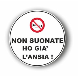 AMA SHOP Adesivo Sagomato divertente Non suonate ho già l' ansia |Sticker per Casco,Moto, Camper,Barca | autoTuning |