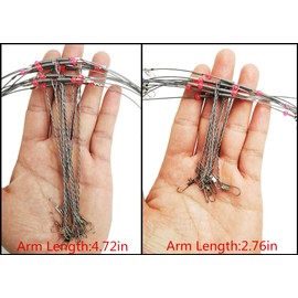 Fishing Wire Leaders for Bottom Rigs: 10pcs Saltwater Hi-Low Rig Leaders with Swivels Snap for Trolling Pier Surf Fishing Tackle - 1 Arm(Length 4.72in)