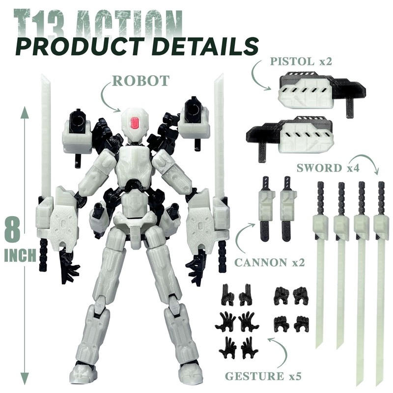 PkghoKids 8 inch T13 (Assembly Completed) Action Figure Set,T 13