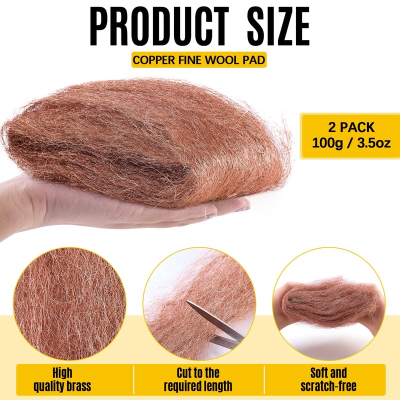Teenyyou 2 Pcs 3.5 Ounce Copper Wool Pads Soft and