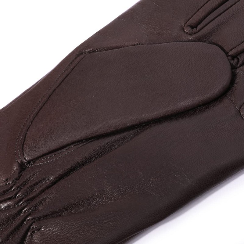 Harssidanzar GM040EU Men's Leather Gloves Fleece Lining Touchscreen, brown