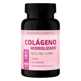 LENICO Colágeno Hidrolizado 500 mg con MSM, Alanina y Vitaminas A, C y E | Suplemento para Piel, Cabello y Uñas | 90 Cápsulas | Alta Absorción | Sin Gluten ni Aditivos