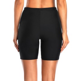 Holipick Black 7" High Waisted Swim Shorts Biker Short Women Tummy Control Long Bathing Suit Bottoms Boy Shorts Swimsuit XL