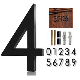 House Numbers for Outside Modern - Large 5 Inch Black Floating House Numbers for Address with Nail Kit Plastic Modern House Numbers on House Wall Garden Door Mailbox Decor, 911 Visibility Signage (4)