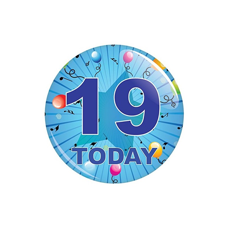 Blue 19th Birthday Badge in a choice of sizes (75mm)