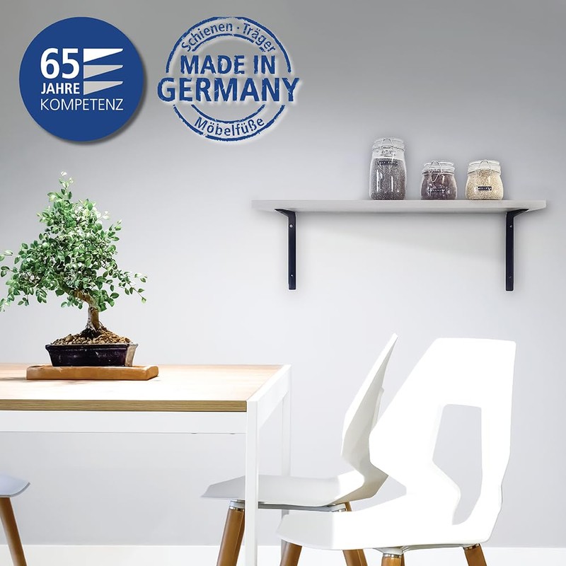 Shelf brackets Alido, 5 Sizes, 3 Colours, 2 Pieces, black,