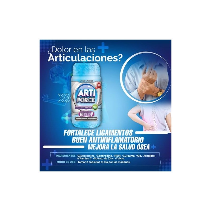 Xtraforce Arti Force Suplemento Articular Óseo Ingredientes Naturales Glucosamina Calcio