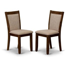 East West Furniture Monza 36.8" Wood Dining Chairs in Walnut/Tan (Set of 2)
