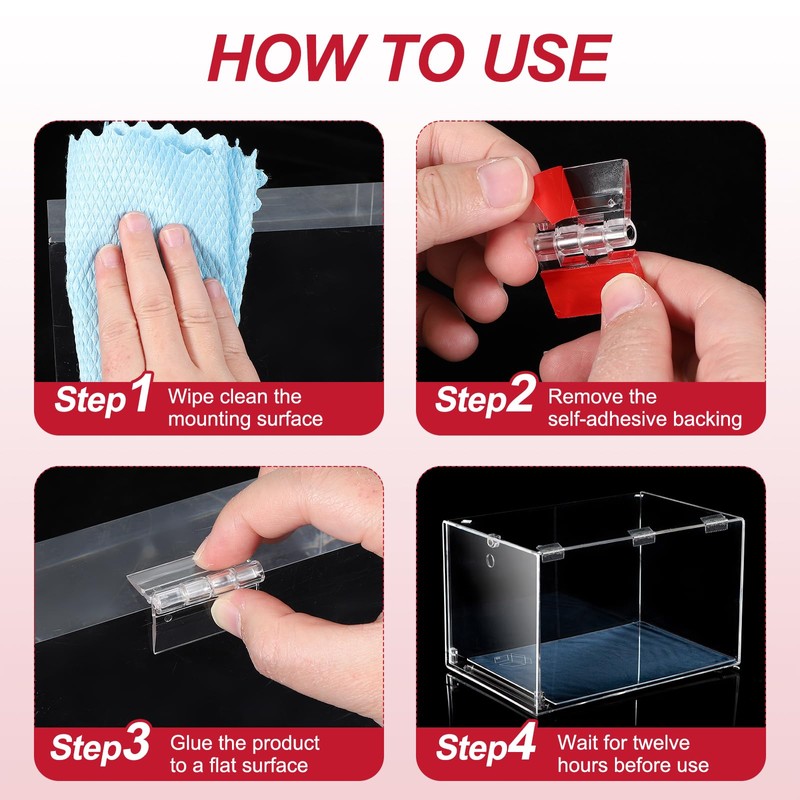 MECCANIXITY Small Acrylic Hinges 300 x 45 mm Self-Adhesive with