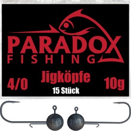 Paradox Fishing Jig Heads Set 15 x 10 g 4/0 I Jig Heads Rubber Fish with Jig Head for Rubber Fish Perch Pike Zander Fishing Accessories