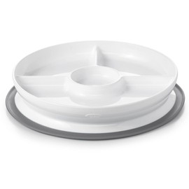 OXO Tot - Stick & Stay Suction Divided Plate - Seals Securely to Surfaces - Babies Toddlers 6 Months+ - Gray