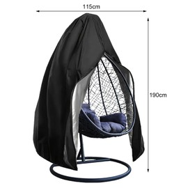 Hanging Chair Cover with Zip, Swing Chair, Hanging Basket, Hanging Chair, Protective Cover for Hanging Chair, Swing Egg Chair Cover, Waterproof, Windproof, UV-Resistant, 190 x 115 cm