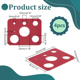 PH PandaHall 4PCS Auxiliary Tool for Attaching Safety Eyes and Washers Red Safety Eyes Insertion Tool Eyeball Gauge Board Craft Eyes Tool for Crochet Stuffed Animal Eyes, 3/6/10/15/20/25/30mm