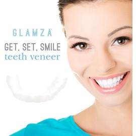 Glamza Get Set Smile Whitening Teeth Snap Cap On Instant Comfortable Flex Perfect Veneers White