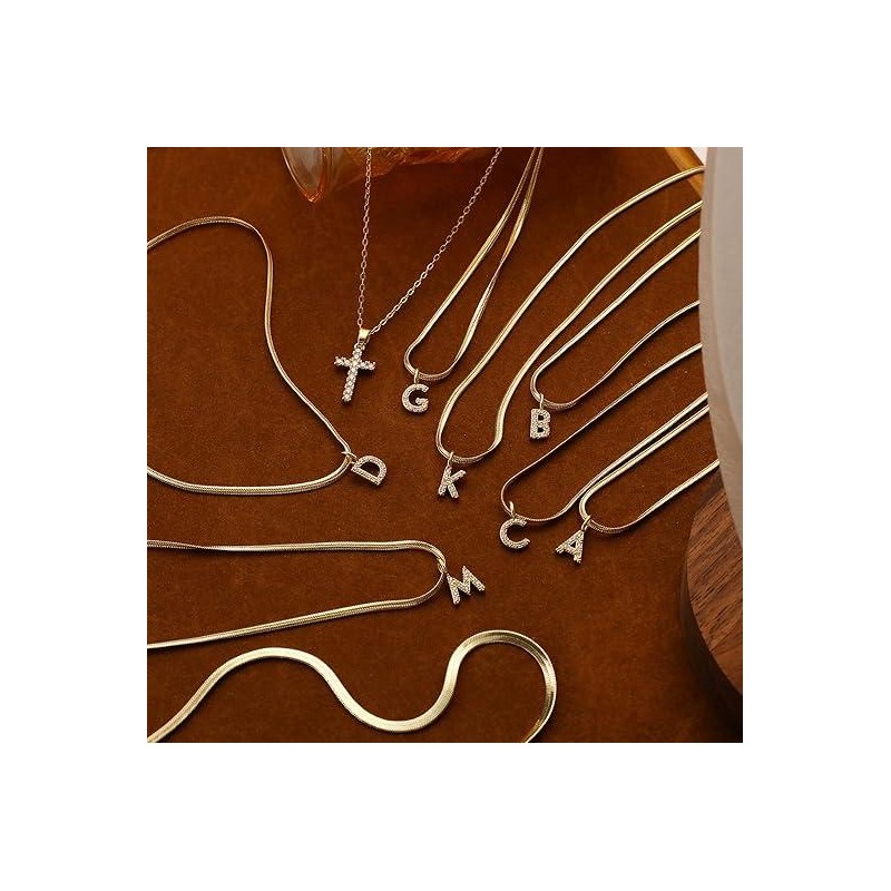 TASISO Layered Gold Necklaces for Women Tiny Initial Necklaces 14K
