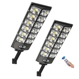 1600W Solar Street Lights Outdoor Waterproof, 6500K 80000LM Solar Powered Street Lights with Remote Control, Dusk to Dawn Solar Flood Light Motion Sensor Solar Parking Lot Lights for Yard, Deck, Garden - Watts: 2000W 2PACK