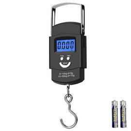 Nutabevr Luggage Scales with Hooks, High Precision Kitchen Digital Suitcase Scale, Max 50 kg / 110 lb Portable Hanging Scale with LCD Display and One Button Tare Function, for Shopping, Postexpress,