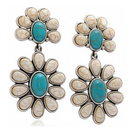 CSIYANJRY99 Boho Western Rodeo Turquoise Earrings Vintage Western Jewelry for Women Cowgirl Country Concert Rodeo Jewelry Outfits for Women (L:Turquoise)